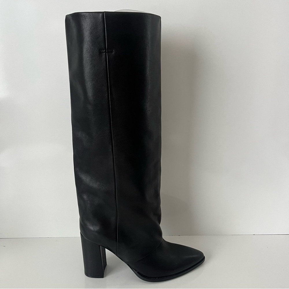 Black Knee-High Block Heel Women's Boots